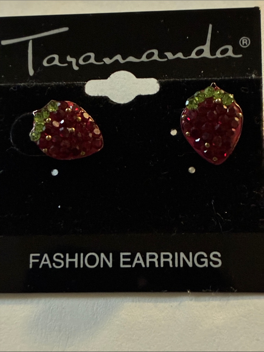 Red Strawberry Crystal Stud Earrings